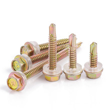 Color Yellow Zinc Plated M5.5 Hex Hexagon Self Drilling Screw Roofing Screw with EPDM Washer